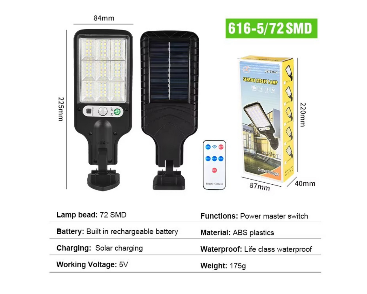 Energy Efficient Emergency Motion Sensing Street Lamp with Solar Power