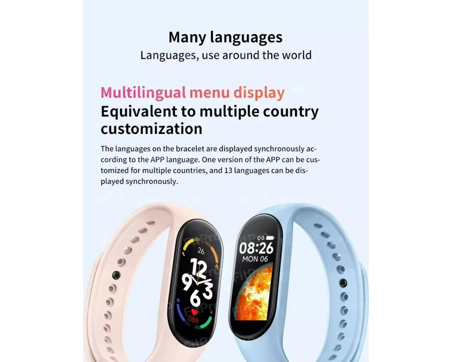 Rockman M8 Smart Sports Watch Waterproof Wristband - Pink