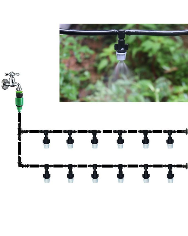 20m Garden Spray Irrigation Kit 20 Adjust Nozzles,Water-Saving Hose System