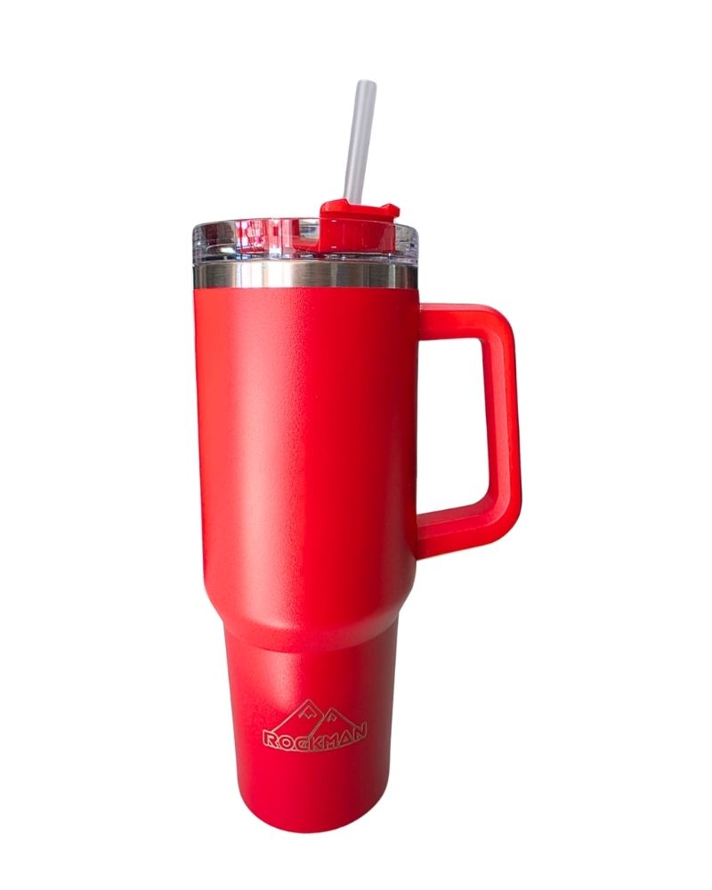 1.2L Stainless Steel Travel Mug with Vacuum Insulation & Straw for Hot/Cold