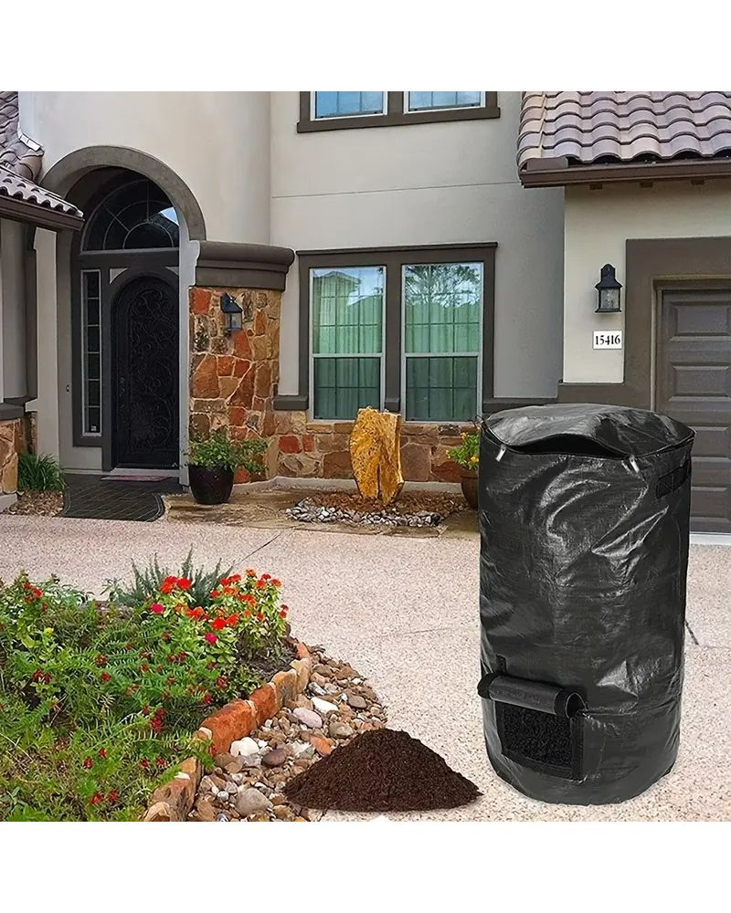 57L Garden Compost Bag – Heavy-Duty PE with Dual Openings & Handles