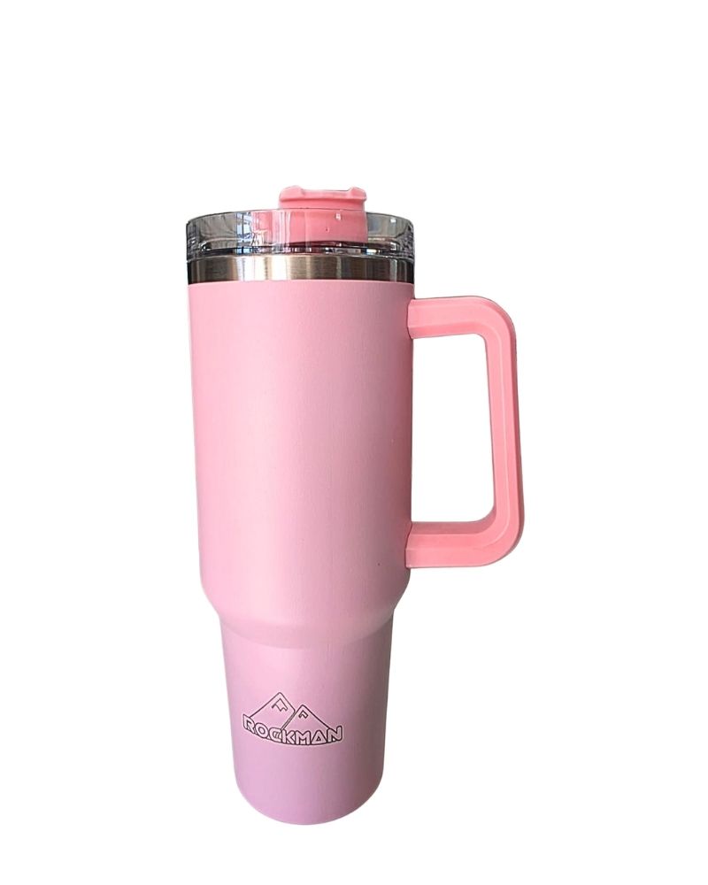 1.2L Stainless Steel Travel Mug with Vacuum Insulation & Straw for Hot/Cold