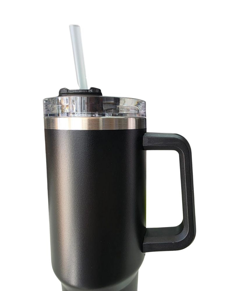 1.2L Stainless Steel Travel Mug with Vacuum Insulation & Straw for Hot/Cold