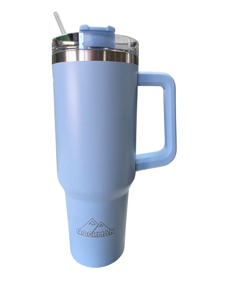 1.2L Stainless Steel Travel Mug with Vacuum Insulation & Straw for Hot/Cold