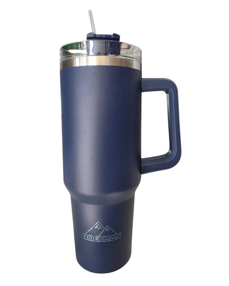 1.2L Stainless Steel Travel Mug with Vacuum Insulation & Straw for Hot/Cold