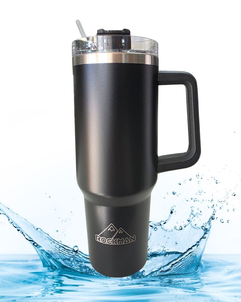 1.2L Stainless Steel Travel Mug with Vacuum Insulation & Straw for Hot/Cold
