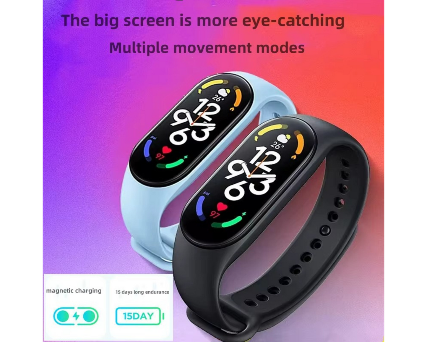 Rockman M8 Smart Sports Watch Waterproof Wristband - Pink