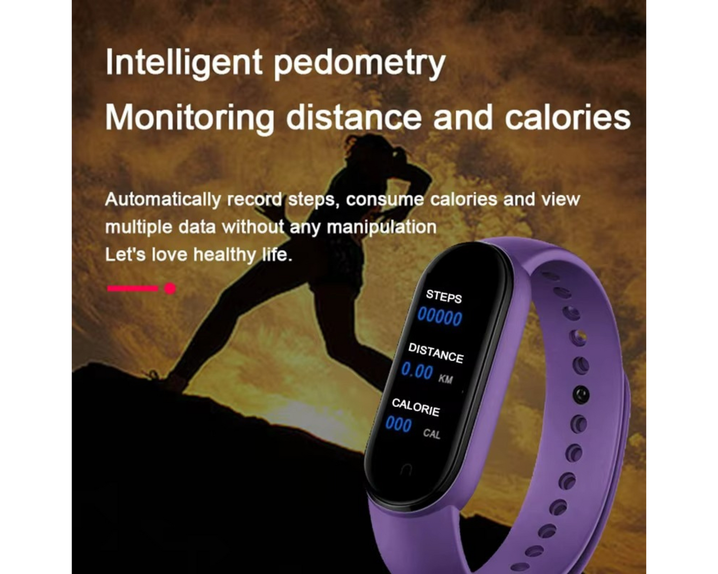 Rockman M8 Smart Sports Watch Waterproof Wristband - Pink
