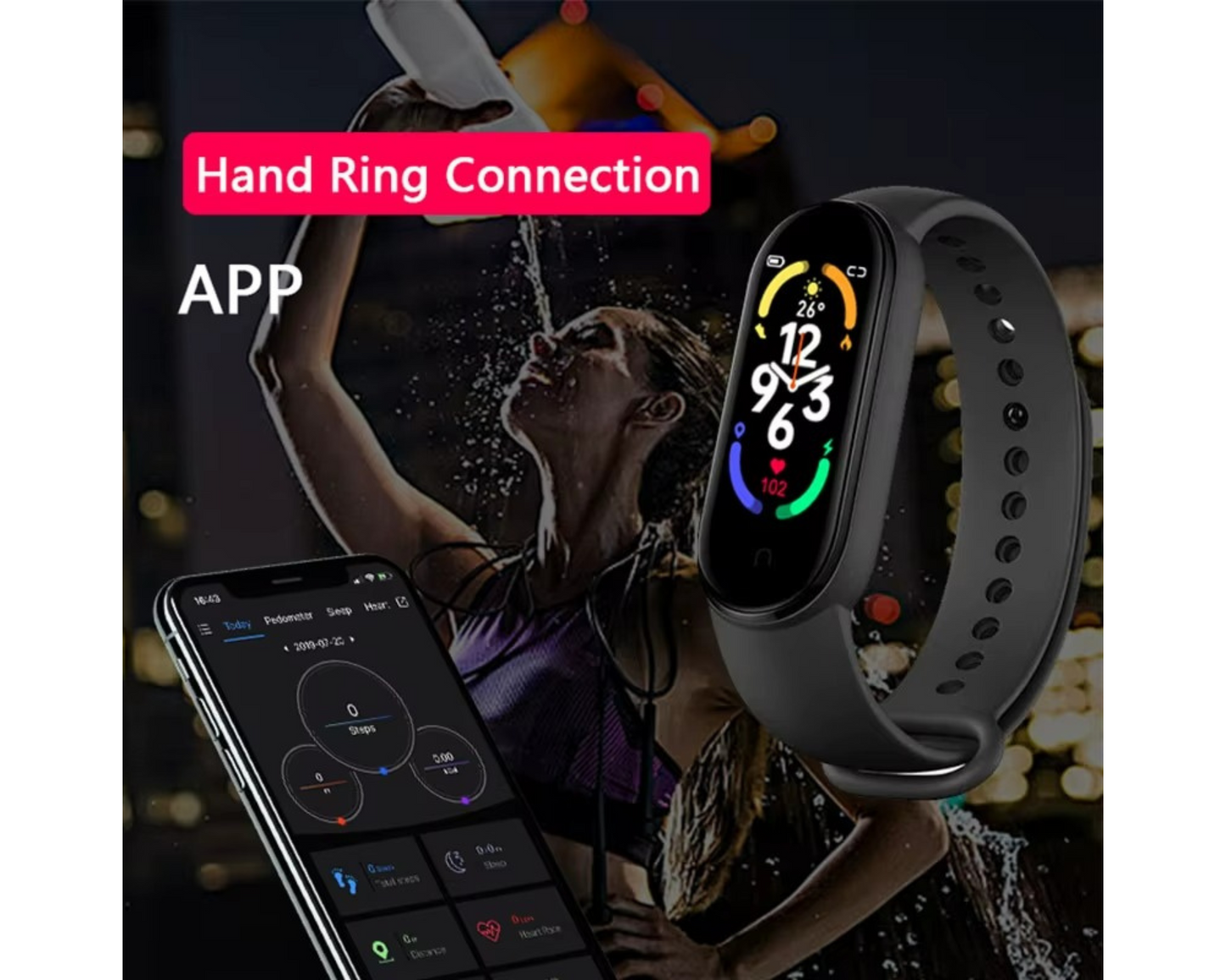 Rockman M8 Smart Sports Watch Waterproof Wristband - Pink