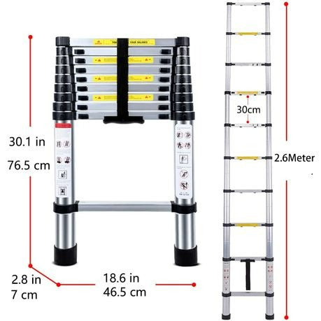 Sosolar 3.2m Telescopic Stainless Steel Ladder