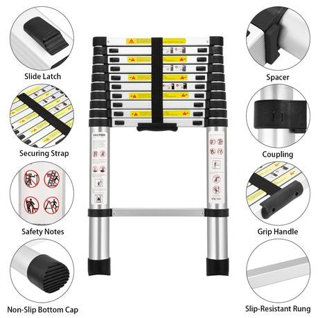 Sosolar 3.2m Telescopic Stainless Steel Ladder