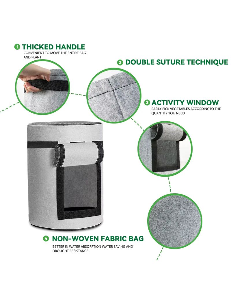 Reusable 31Lt Potatoe Grow Bags With Window & Handles