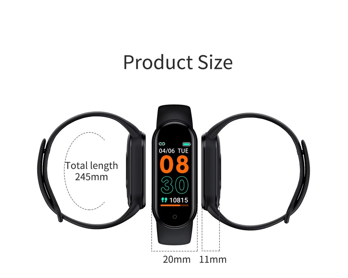 Rockman M8 Smart Sports Watch Waterproof Wristband - Black