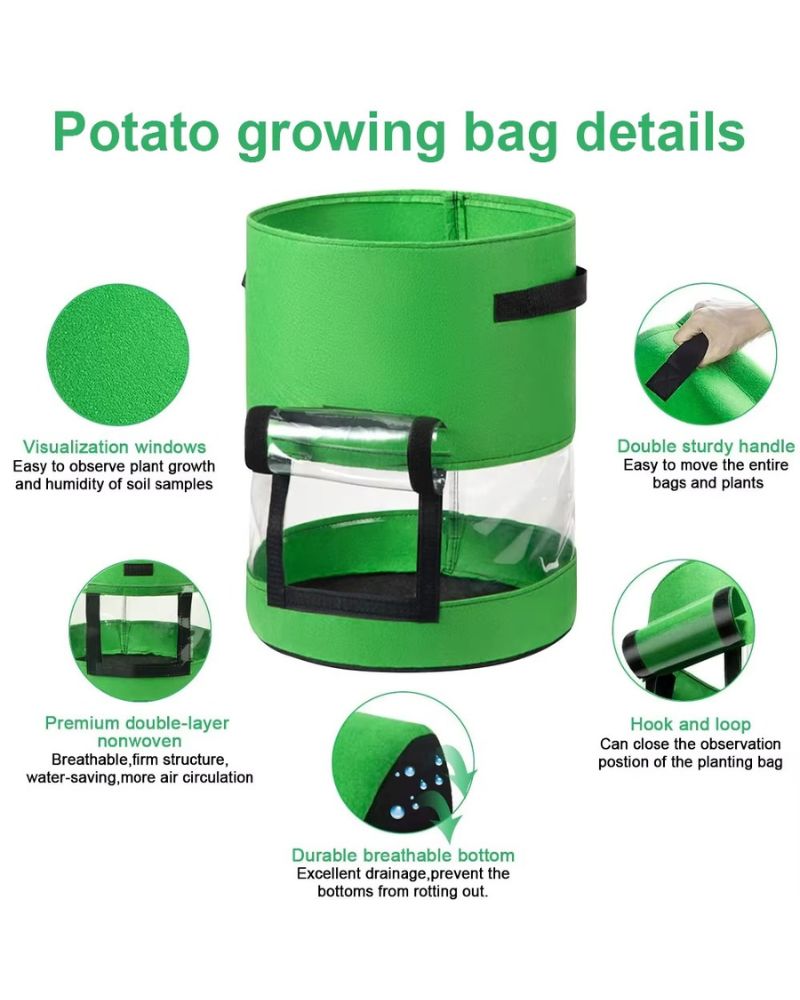 Reusable 31Lt Potatoe Grow Bags With Window & Handles