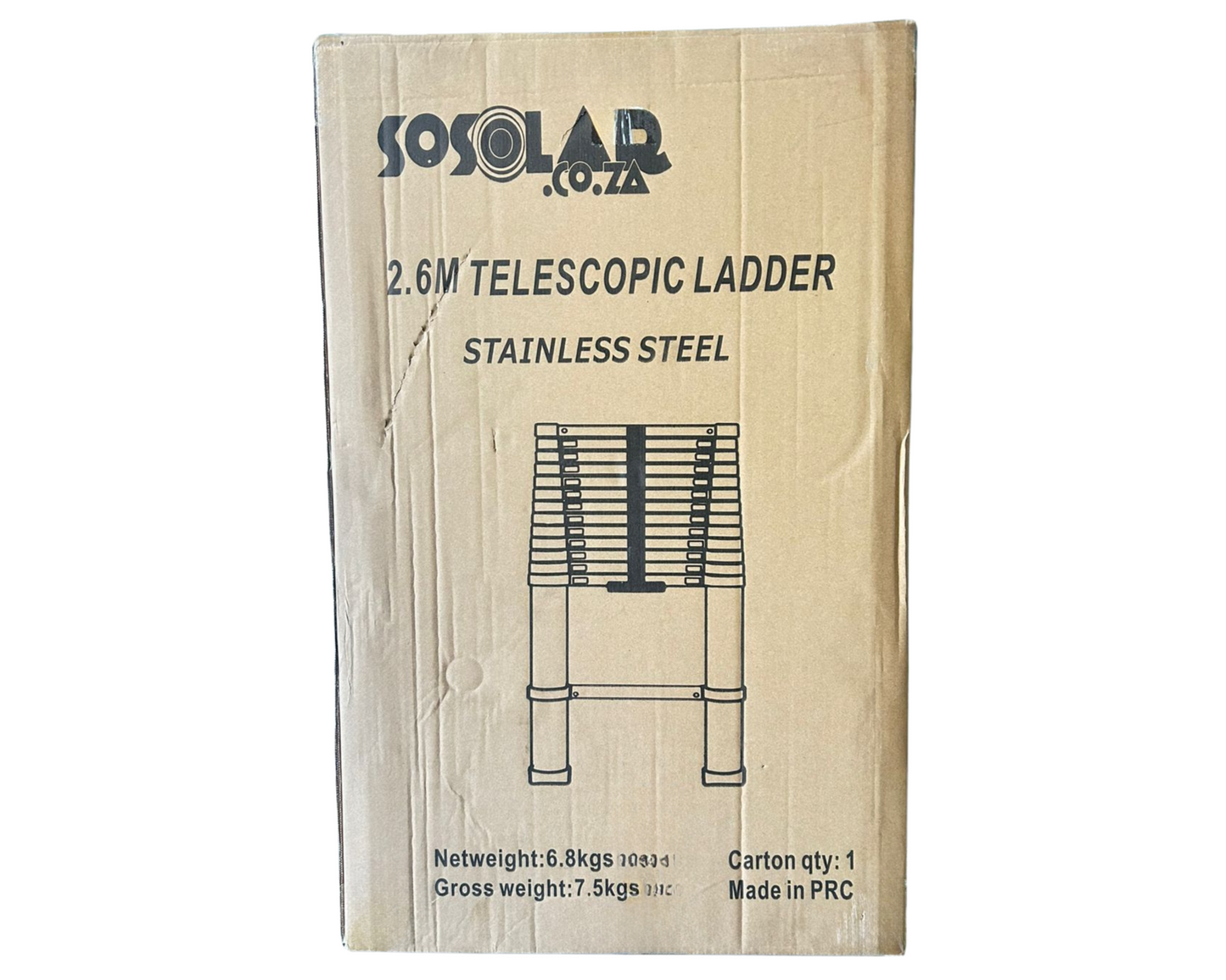 Sosolar 2.6m Telescopic Stainless Steel Ladder