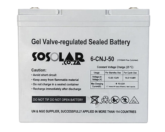 SOSOLAR 12V 50AH GEL BATTERY