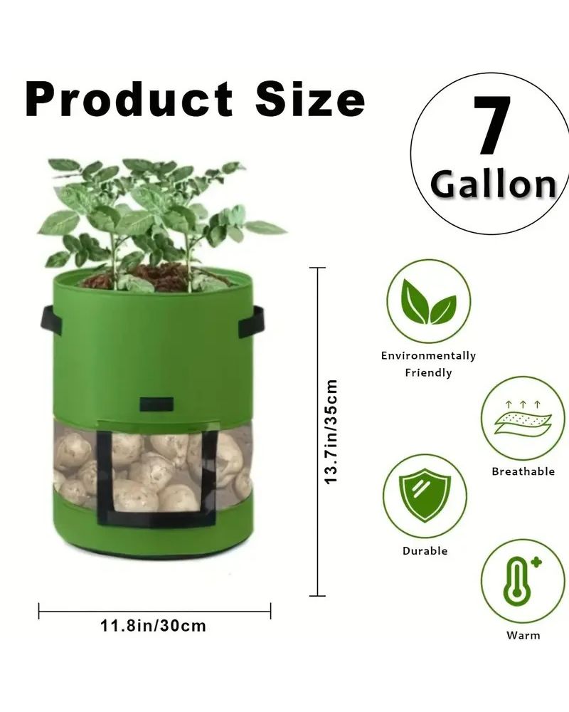 Reusable 31Lt Potatoe Grow Bags With Window & Handles