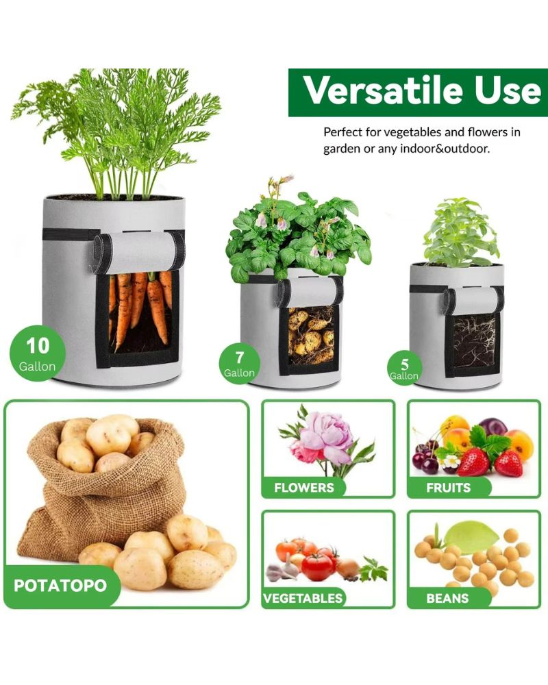 Reusable 31Lt Potatoe Grow Bags With Window & Handles