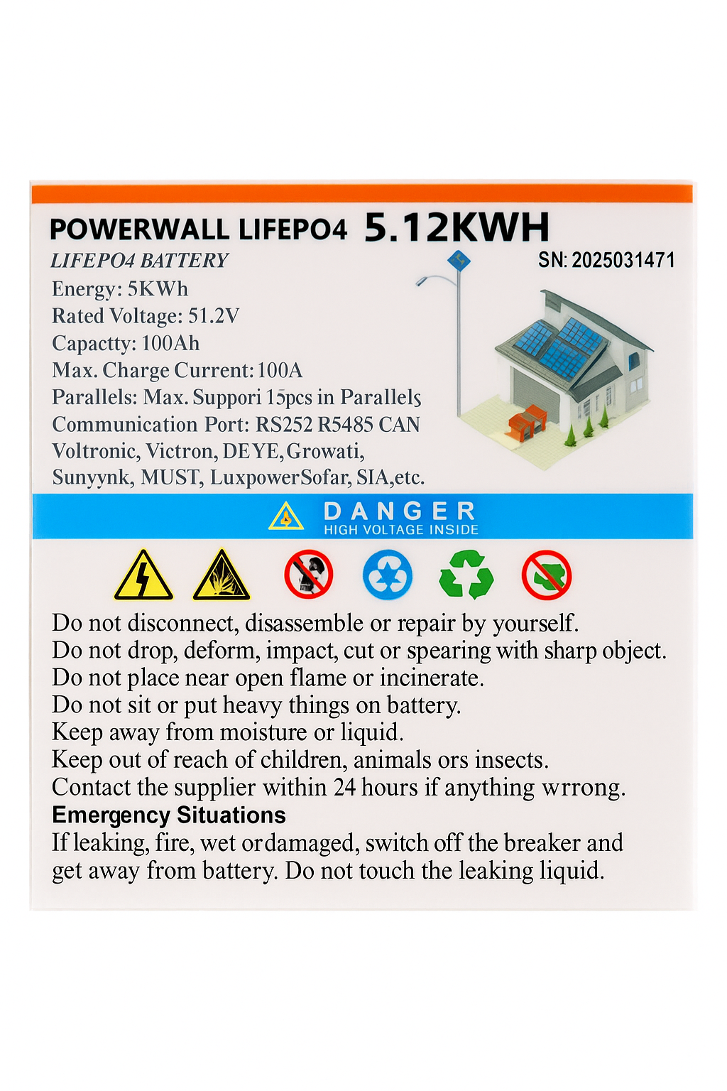 100Ah 48v (51.2v Nominal) Lithium Battery