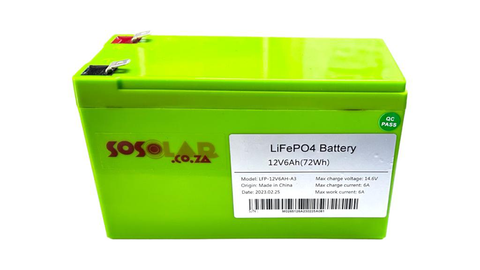 Lithium-ion/LifePo4 6Ah Sosolar Battery