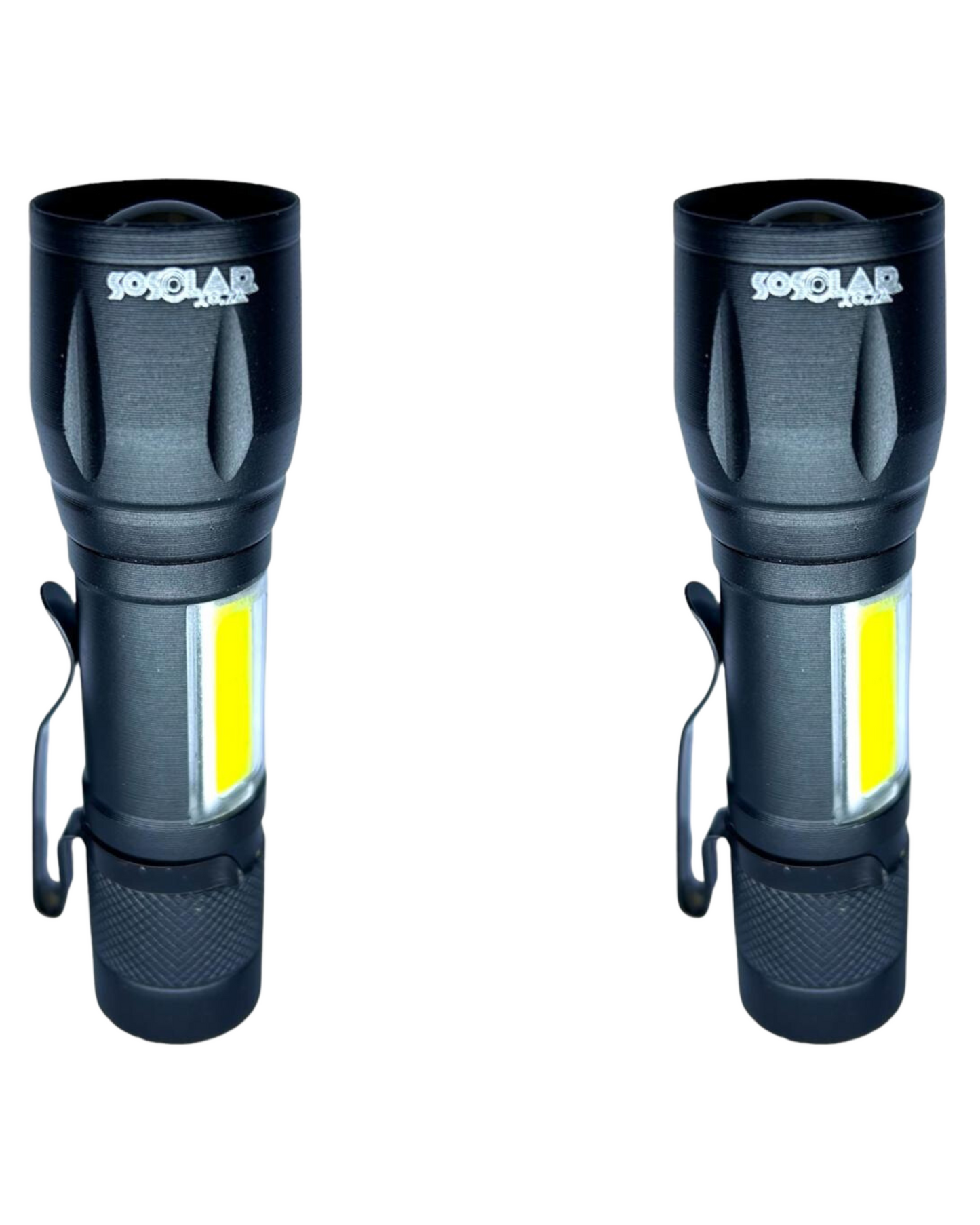 USB Rechargeable LED Mini Torch with Zoom Function - Pack of 2