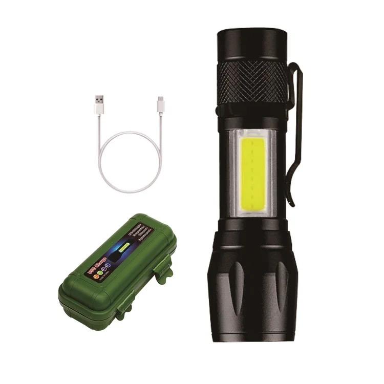 USB Rechargeable LED Mini Torch with Zoom Function - Pack of 2