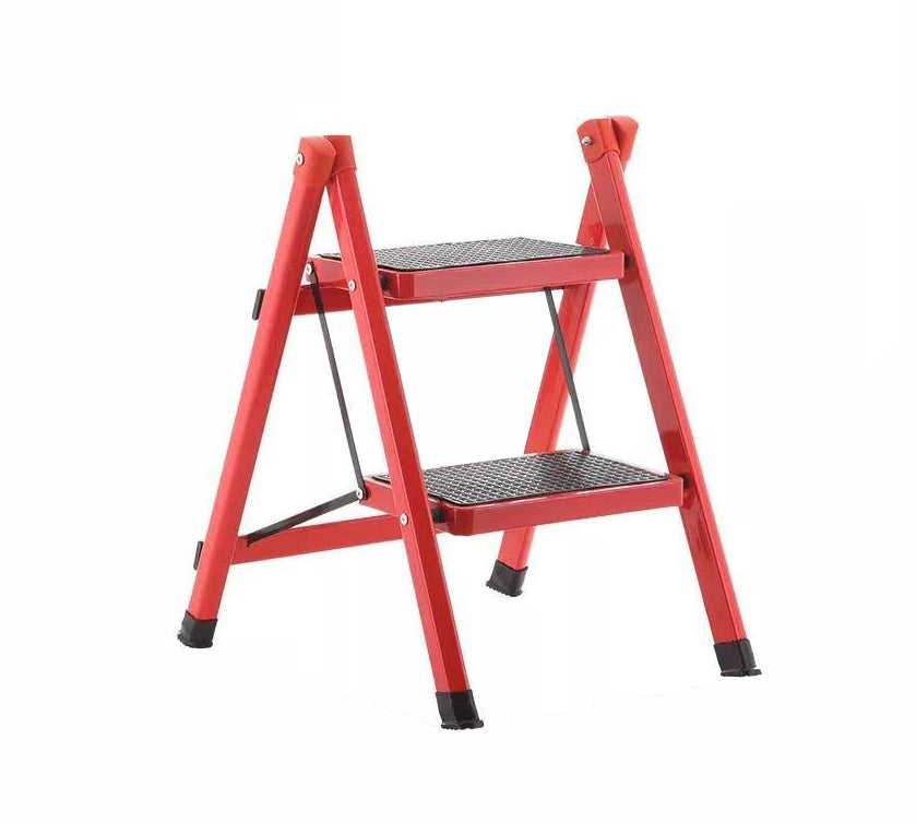 2 Step Ladder Red Stainless Steel – sosolar