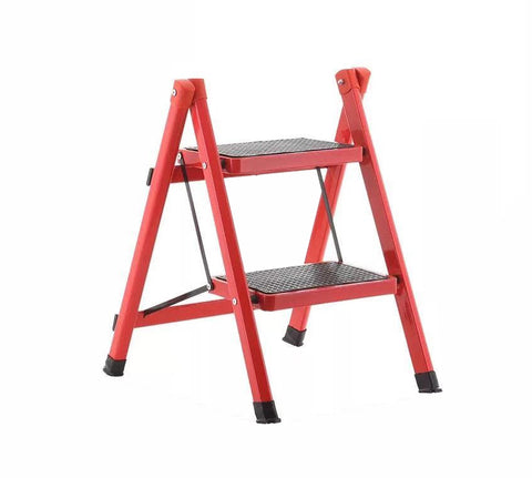 2 Step Ladder Red Stainless Steel