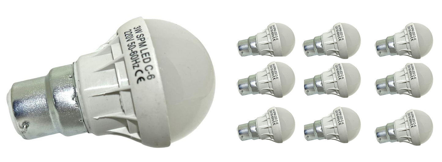 3w Led Bayonet Globe in Packs of 10