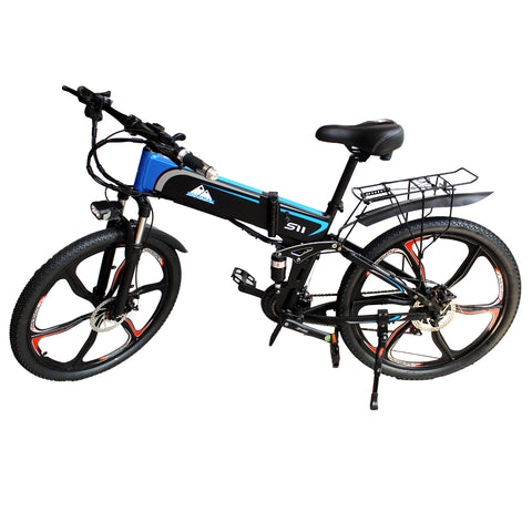 E-Bike 350W 10Ah Lithium Battery 21 Speed S11-Black,Blue
