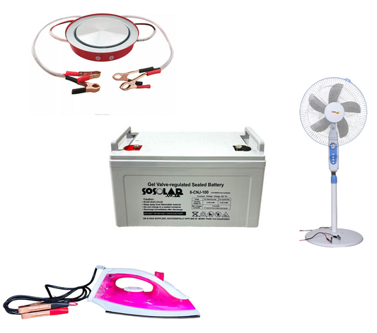 Dc Fan, Stove, Iorn & 100Ah Gel Battery Combo