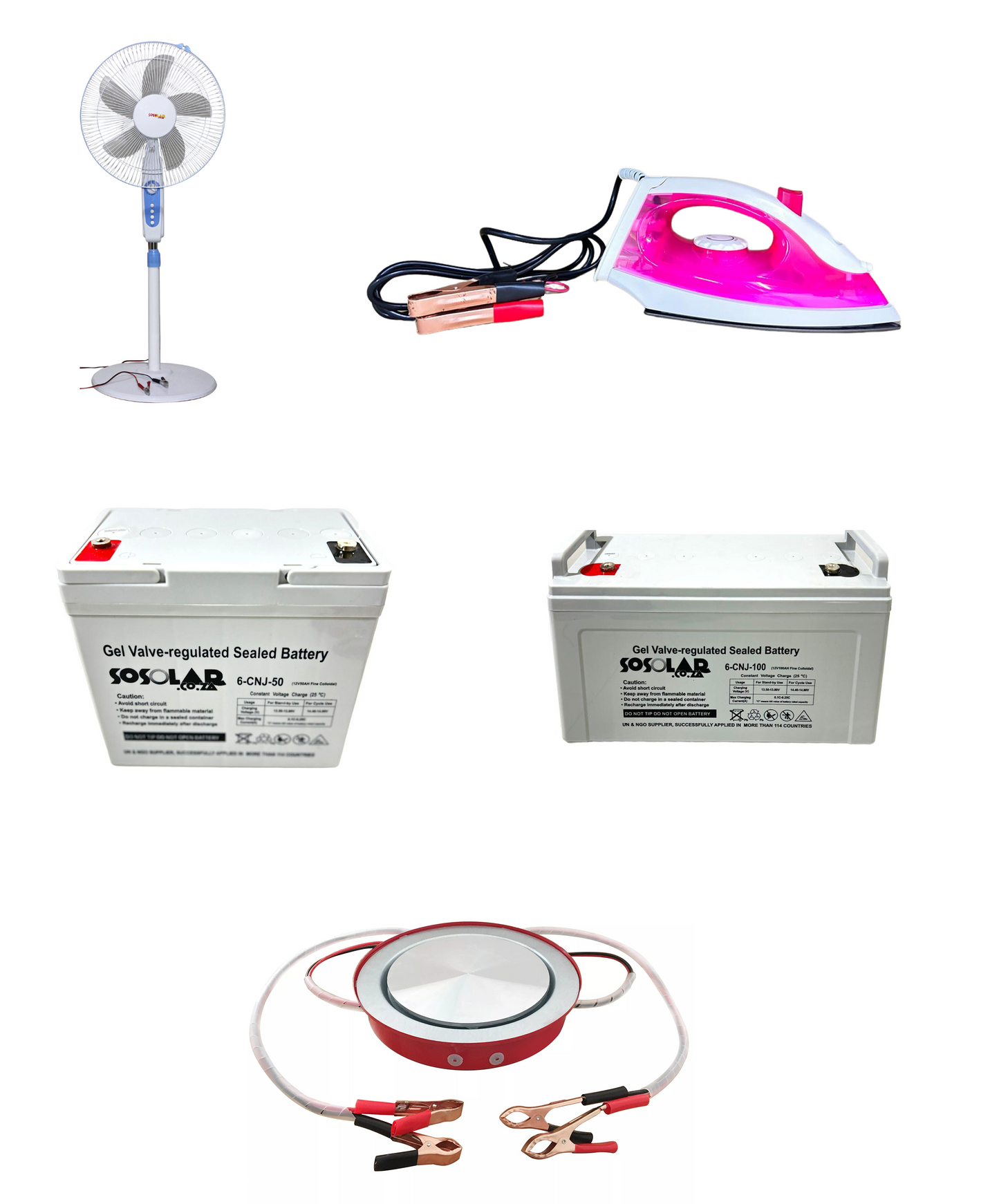 Dc Fan, Stove, Iorn & 100Ah Gel, 50Ah Battery Combo